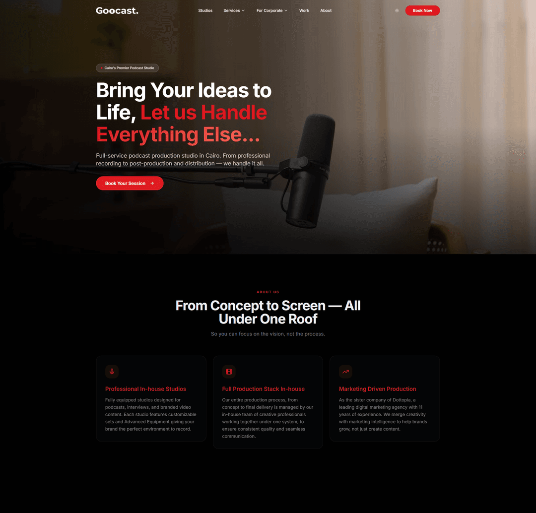 Goocast Media Production Website